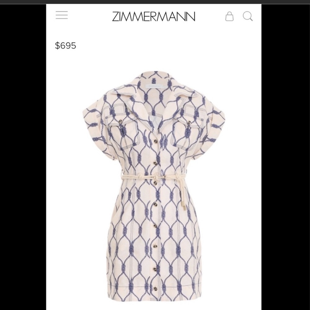 Zimmermann Blue and White Mini Dress